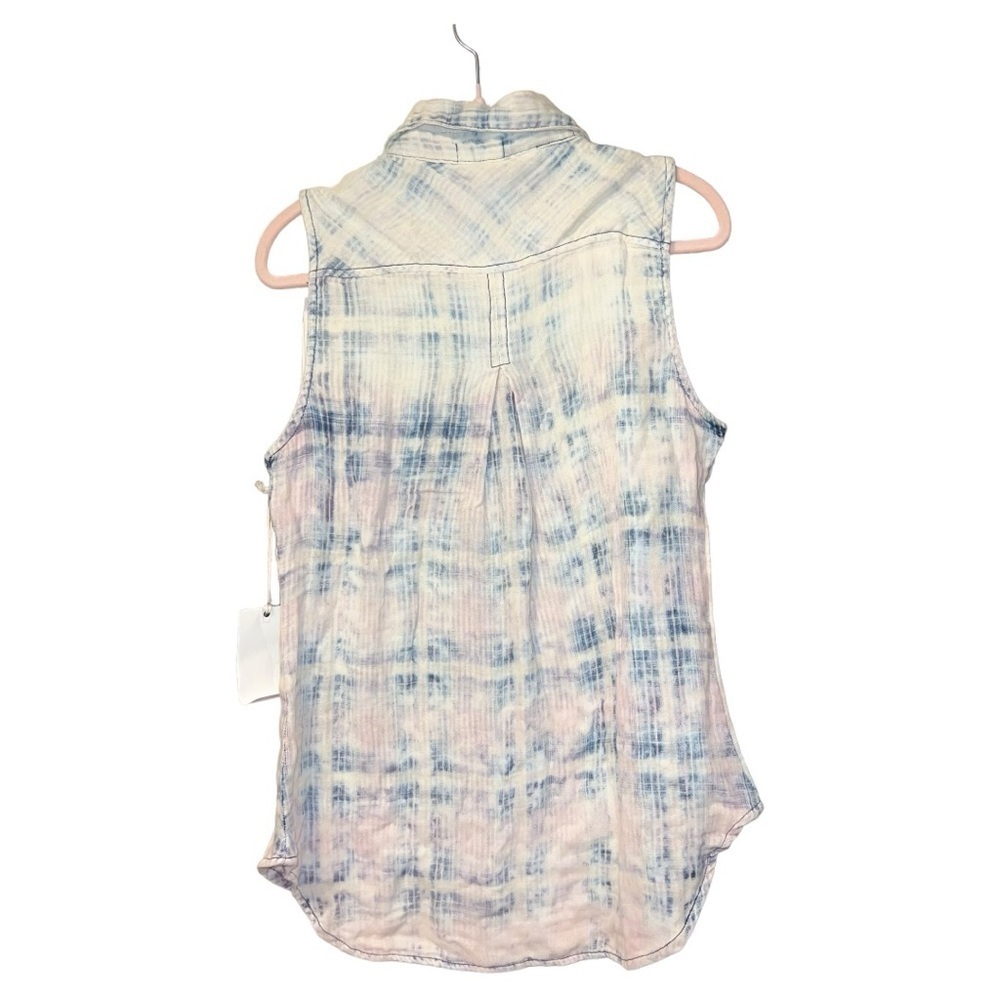 Dylan acid wash sleeveless button up collared top size small NWT - Picture 2 of 7